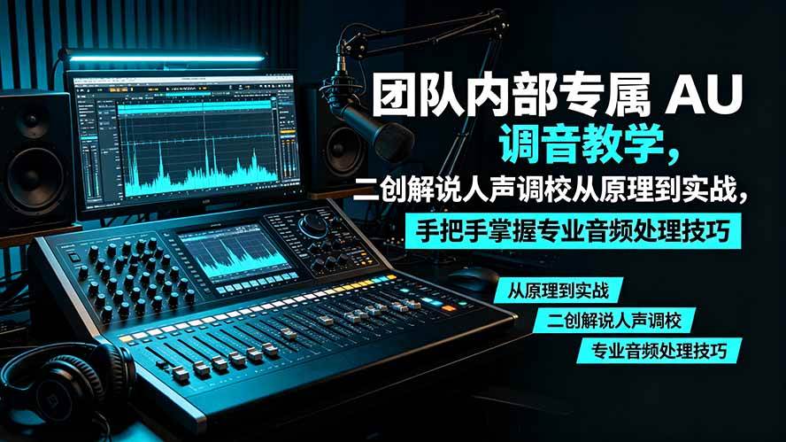 （19517期）某大佬团队内部专属 AU 调音教学，二创解说人声调校从原理到实战，手把手掌握专业音频处理技巧-小灰云创