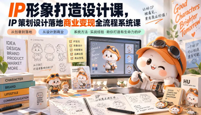 IP形象打造设计课，IP策划设计落地商业变现全流程系统课-小灰云创