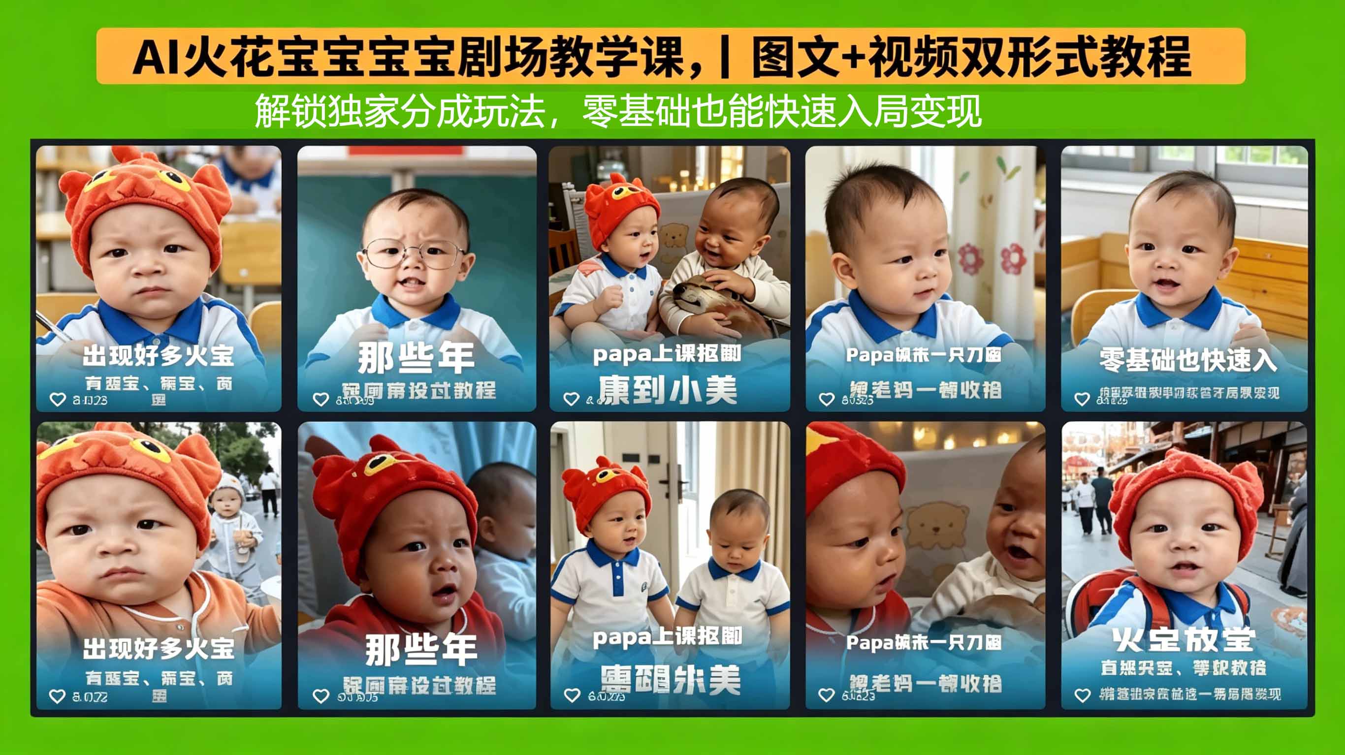 AI火花宝宝宝宝剧场教学课，图文+视频双形式教程，解锁独家分成玩法，零基础也能快速入局变现-小灰云创