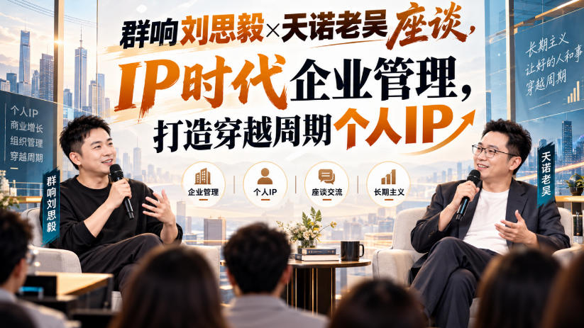 群响刘思毅×天诺老吴座谈,IP时代企业管理,打造穿越周期个人IP-小灰云创