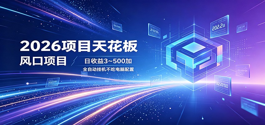 2026项目天花板，风口项目，日收益3~500+全自动挂机，不吃配置-小灰云创