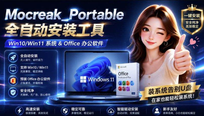 (19970期)Mocreak全自动安装office和win10、win11系统,告别U盘装系统,使用安全可靠-小灰云创