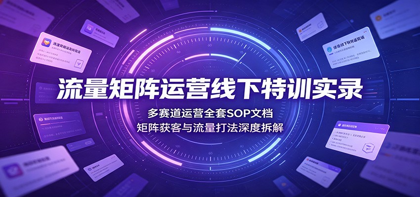 流量矩阵运营线下特训实录：多赛道运营全套SOP文档，矩阵获客与流量打法深度拆解-小灰云创