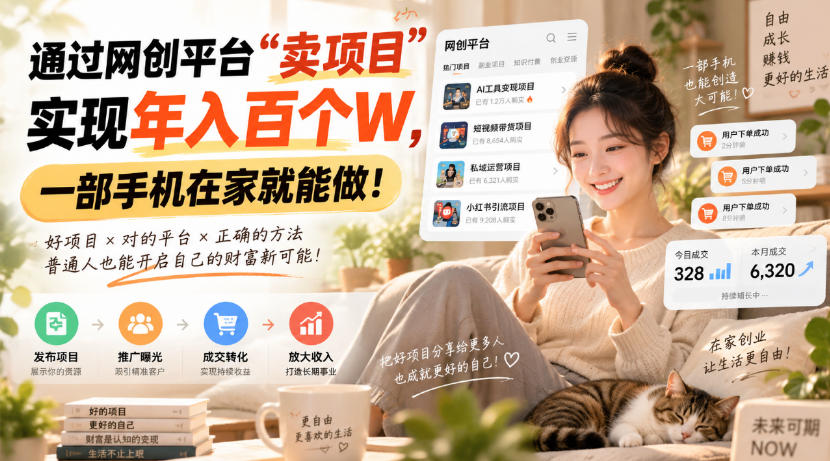 靠卖网创项目变现，一年拿下百万收益！一台手机就能操作！-小灰云创