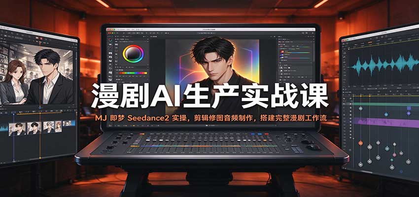 漫剧AI生产实战课：MJ 即梦 Seedance2 实操，剪辑修图音频制作，搭建完整漫剧工作流-小灰云创