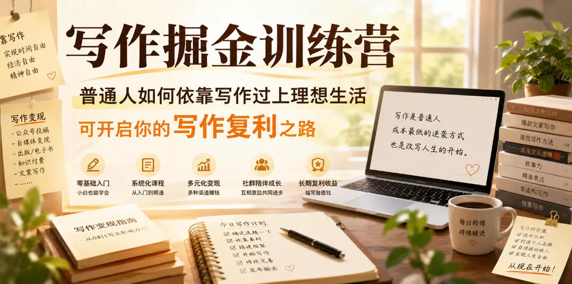 写作掘金训练营，普通人如何依靠写作过上理想生活，可开启你的写作复利之路(更新6月)-小灰云创