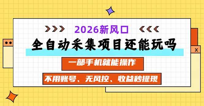 （20533期）全自动采集项目还能玩吗？2026实测新风口 一部手机就能操作-小灰云创