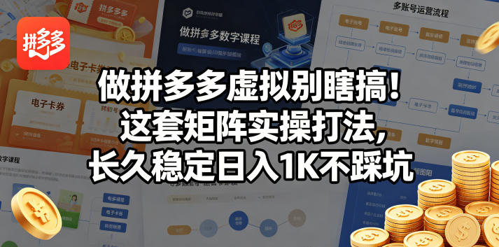 做拼多多虚拟别瞎搞!这套矩阵实操打法,长久稳定日入1K不踩坑【揭秘】-小灰云创