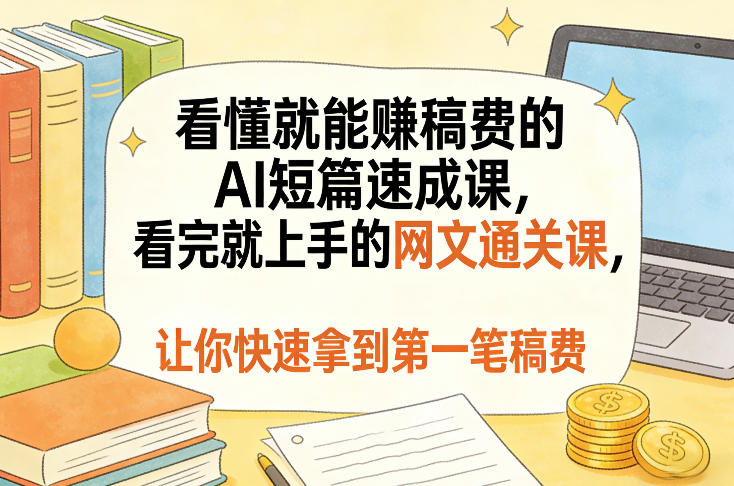 看懂就能賺稿费的AI短篇速成课，看完就上手的网文通关课，让你快速拿到第一笔稿费（更新8月）-小灰云创