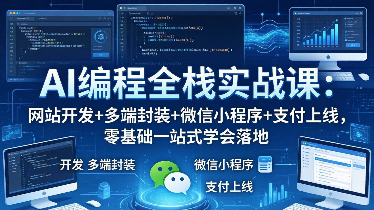（18049期）AI编程全栈实战课：网站开发+多端封装+微信小程序+支付上线，零基础一站式学会落地 - 小灰云创-小灰云创
