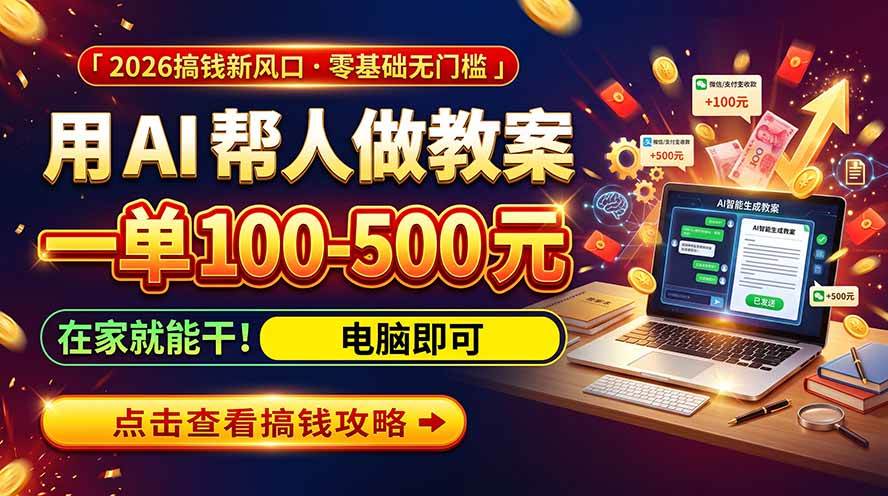 (20859期)AI教育爆火,用AI做单,一单一结,月搞2W+,附免费派单资源+免费工具! (20859期)AI教育爆火,用AI做单,一单一结,月搞2W+,附免费派单资源+免费工具!