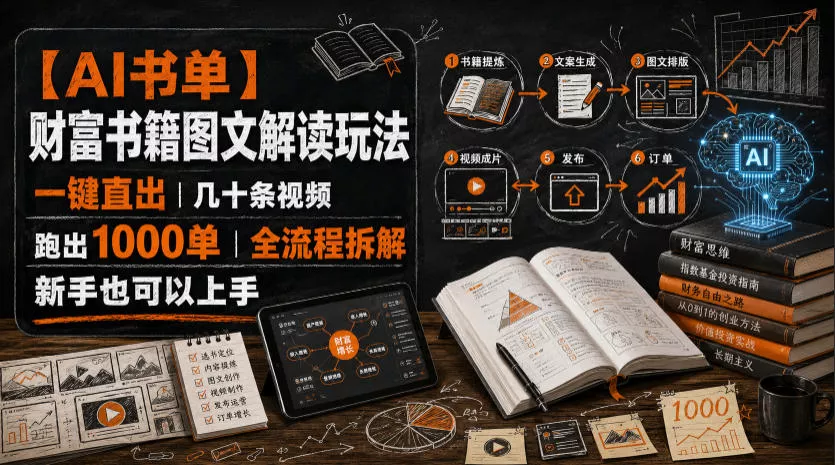 【AI书单】财富书籍图文解读玩法，一键直出，几十条视频，跑出1000单，全流程拆解，新手也可以上手-小灰云创