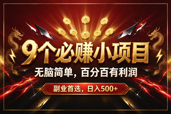 (20810期)9个必赚的小项目,无脑简单,百分百赚米的,副业首选,日收500+-小灰云创