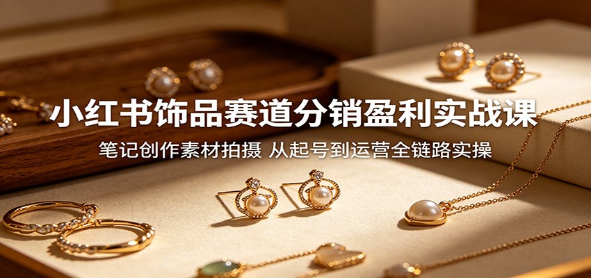 小红书饰品赛道分销盈利实战课：笔记创作素材拍摄，从起号到运营全链路实操-小灰云创