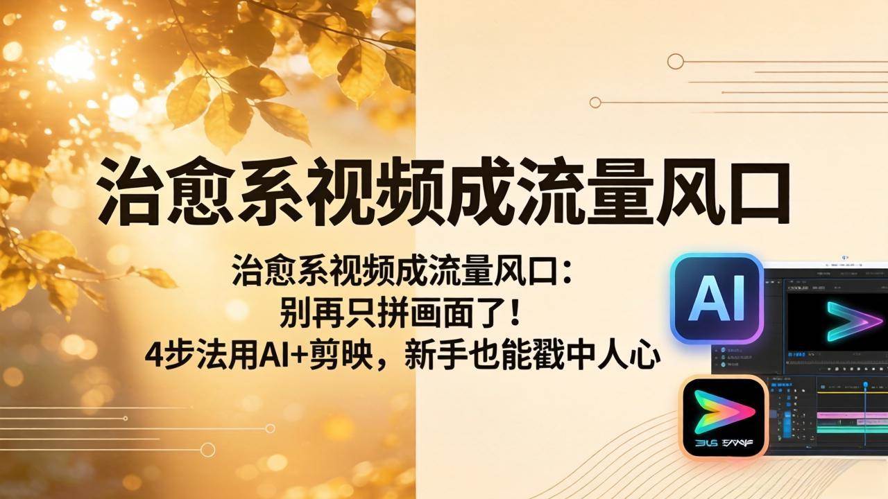 （18219期）治愈系视频成流量风口：别再只拼画面了！4步法用AI+剪映，新手也能戳中人心-小灰云创