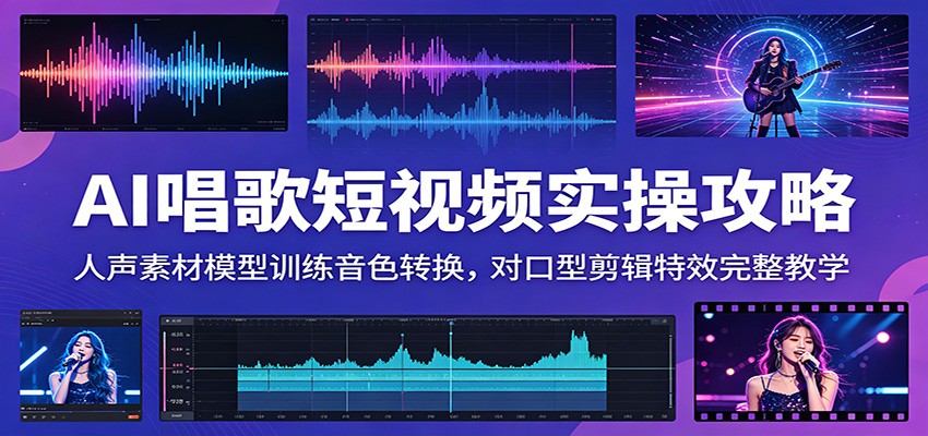 AI唱歌短视频实操攻略:人声素材模型训练音色转换,对口型剪辑特效完整教学-小灰云创