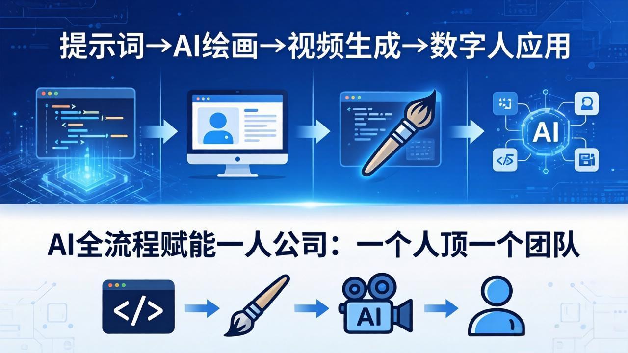 AI全流程赋能一人公司：提示词、绘画、视频、数字人、编程，一个人顶一个团队-小灰云创