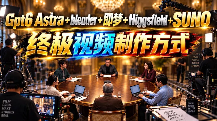 GPT-6 Astra+Blender+即梦+Higgsfield+Suno=终极视频制作方式！-小灰云创