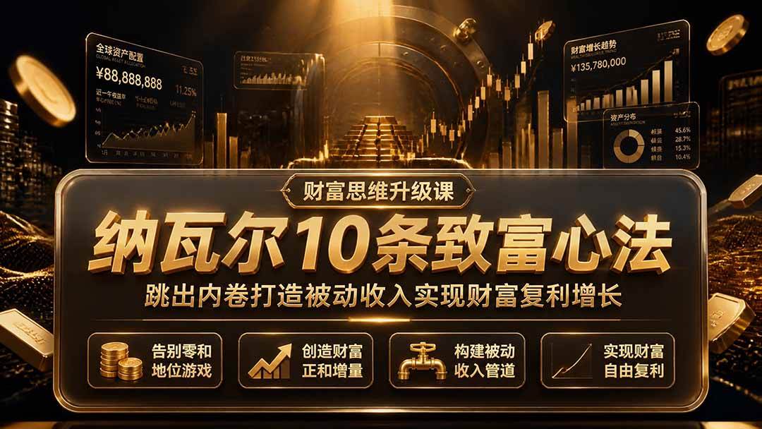 （19628期）付费文章：纳瓦尔10条致富心法，跳出内卷打造被动收入实现财富复利增长-小灰云创