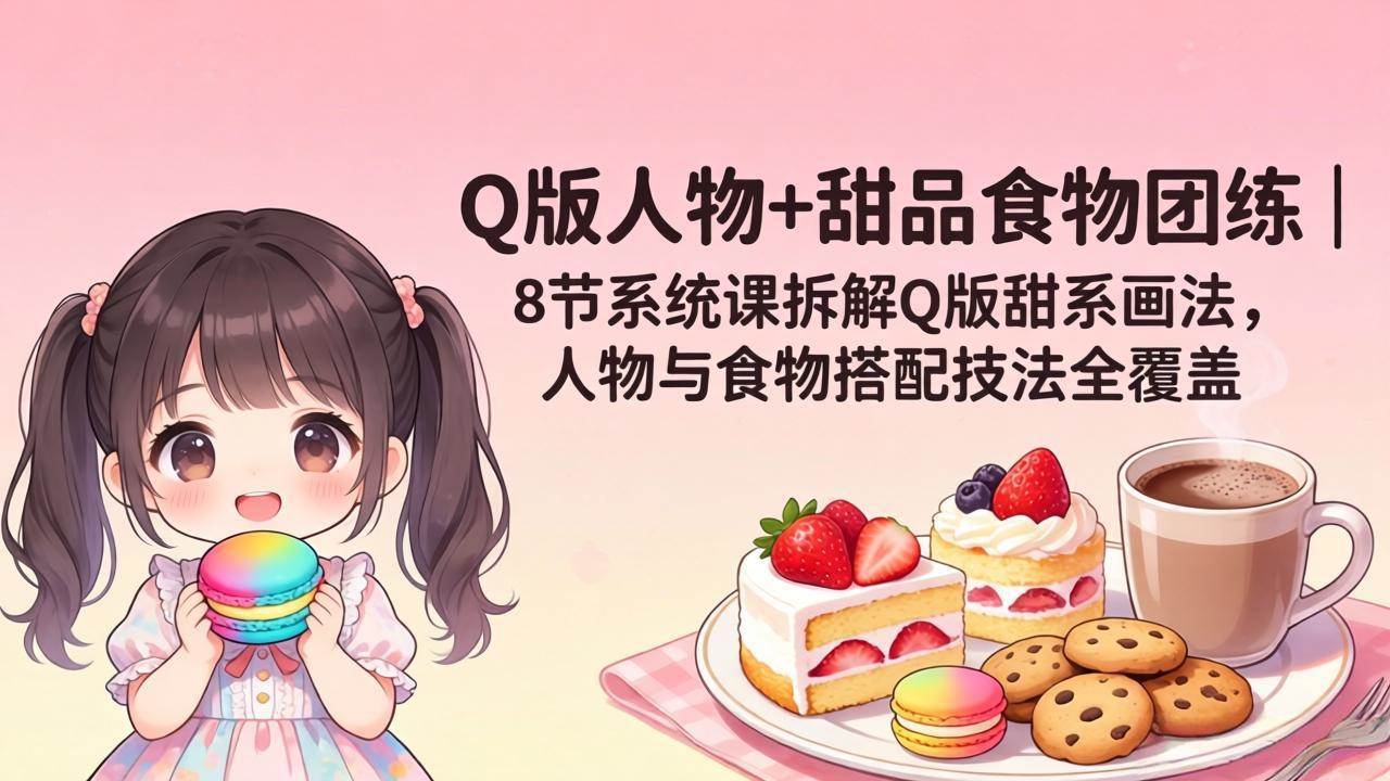 （18037期）Q版人物+甜品食物团练｜8节系统课拆解Q版甜系画法，人物与食物搭配技法全覆盖 - 小灰云创-小灰云创