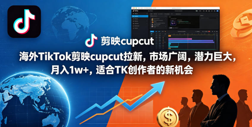 海外TikTok剪映cupcut拉新，市场广阔，潜力巨大，月入1w+，适合TK创作者的新机会-小灰云创