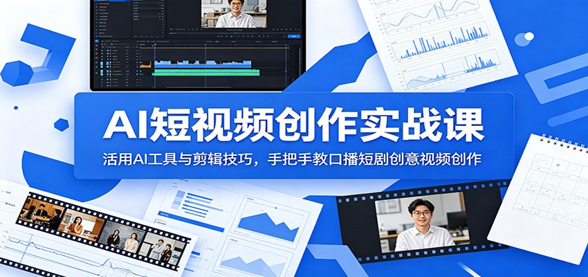AI短视频创作实战课:活用AI工具与剪辑技巧,手把手教口播短剧创意视频创作-小灰云创