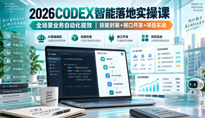 2026Codex智能落地实操课，全场景业务自动化提效，技能封装+接口开发+项目实战-小灰云创