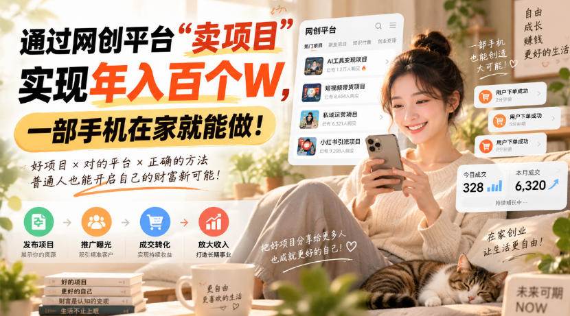 (20445期)通过网创平台“卖项目”实现年入百万,一部手机在家就能做!-小灰云创