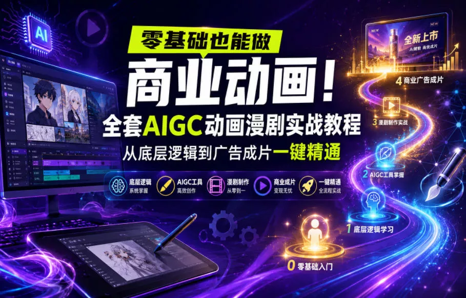 零基础也能做商业动画！全套AIGC动画漫剧实战教程，从底层逻辑到广告成片一键精通-小灰云创