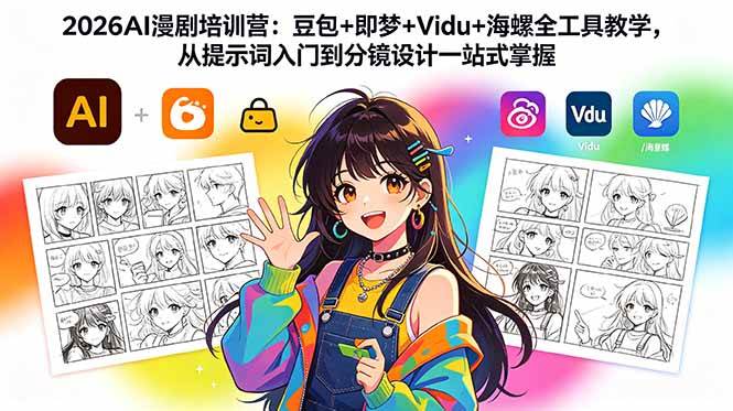 （18607期）2026AI漫剧培训营：豆包+即梦+Vidu+海螺全工具教学，从提示词入门到分镜设计一站式掌握-小灰云创