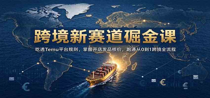 跨境新赛道掘金课:吃透Temu平台规则,掌握开店发品核价,跑通从0到1跨境全流程 跨境新赛道掘金课:吃透Temu平台规则,掌握开店发品核价,跑通从0到1跨境全流程