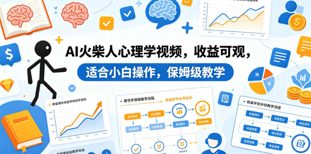 AI火柴人心理学视频，收益可观，适合小白操作，保姆级教学-小灰云创