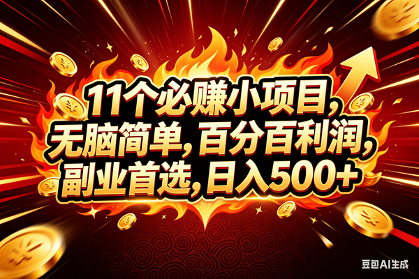 （18245期）11个必赚钱的小项目，百分百赚米，无脑简单，副业首选，日入300+-小灰云创