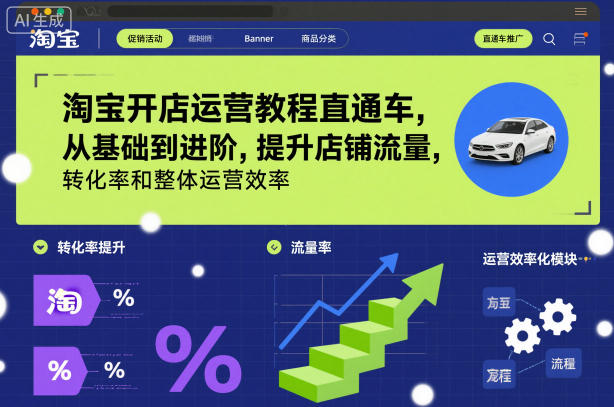 淘宝开店运营教程直通车，从基础到进阶，提升店铺流量，转化率和整体运营效率（更新26年4月20日）-小灰云创
