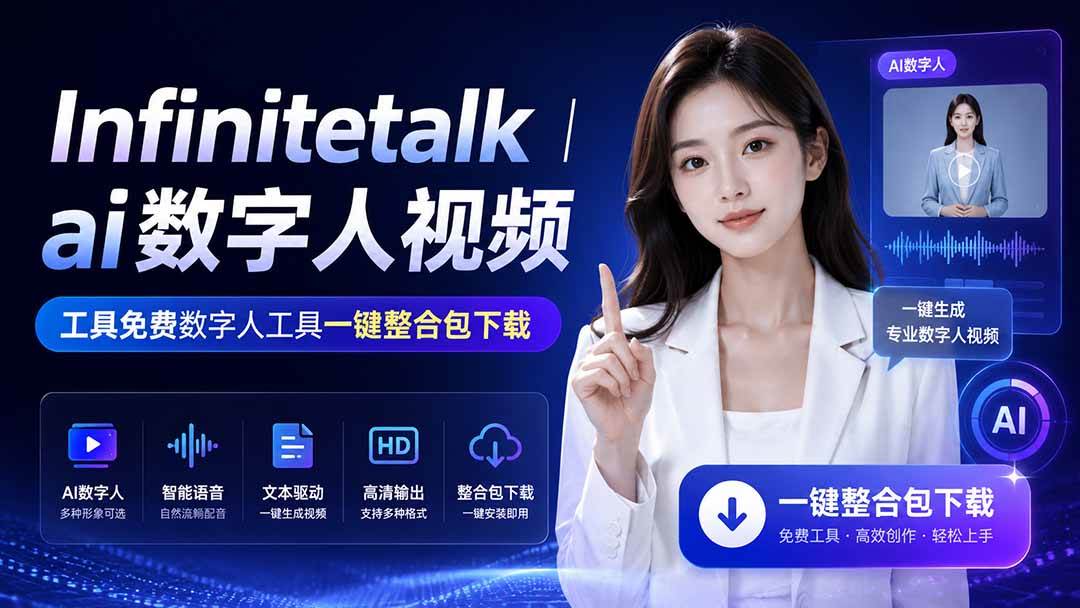 （20008期）Infinitetalk丨ai数字人视频-工具免费数字人工具一键整合包下载-小灰云创
