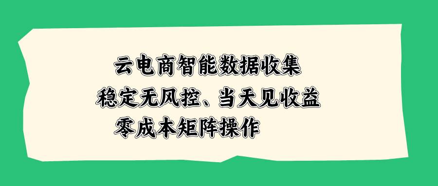 （20197期）云电商智能数据收集，稳定无风控，当天见收益，零成本矩阵操作-小灰云创