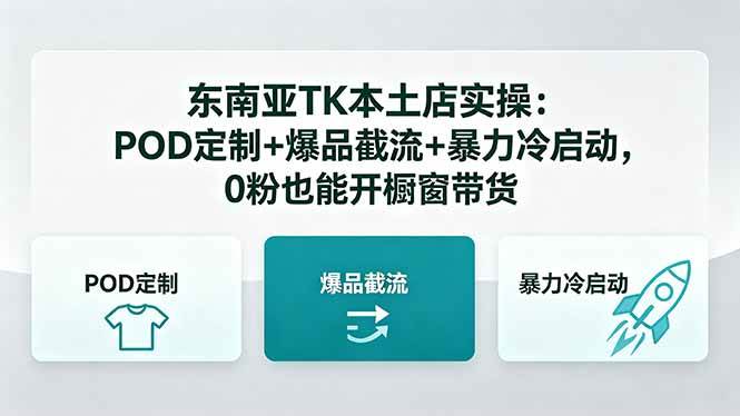 （18381期）东南亚TK本土店实操：POD定制+爆品截流+暴力冷启动，0粉也能开橱窗带货-小灰云创