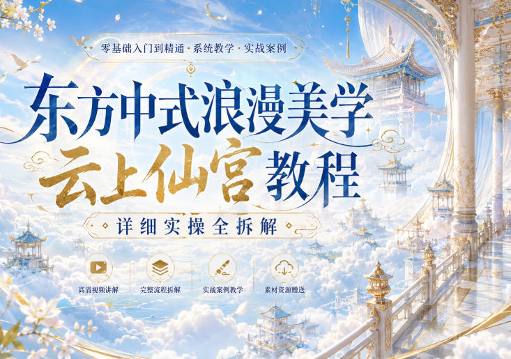 东方中式浪漫美学云上仙宫教程,详细实操全拆解-小灰云创