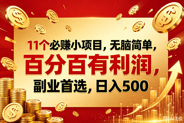 （18851期）11个必赚的小项目，百分百赚元子，无脑简单，副业首选，日入500+-小灰云创