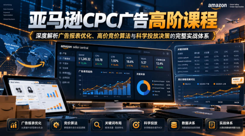亚马逊CPC广告高阶课程,深度解析广告报表优化、高价竞价算法与科学投放决策的完整实战体系-小灰云创