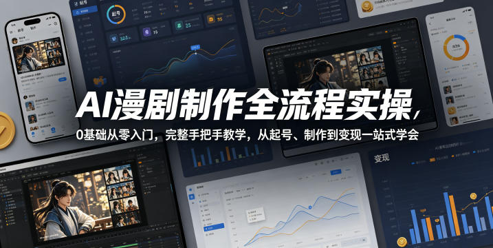 AI漫剧制作全流程实操，0基础从零入门，完整手把手教学，从起号、制作到变现一站式学会-小灰云创