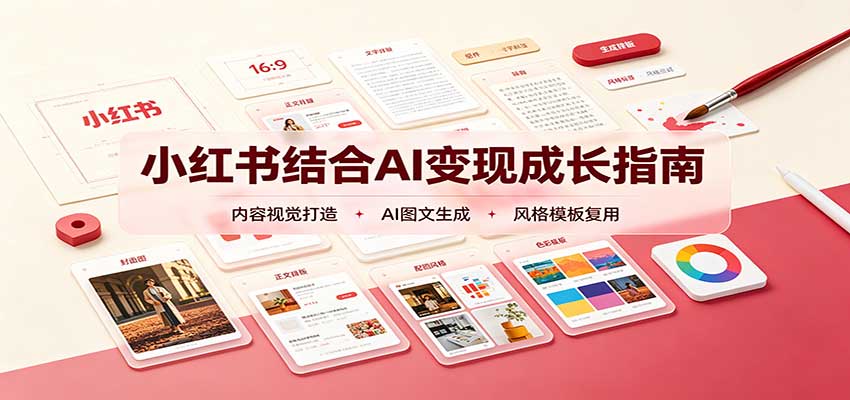 小红书结合AI变现成长指南：账号精准定位，内容视觉打造，搭建可复制流量获客体系-小灰云创