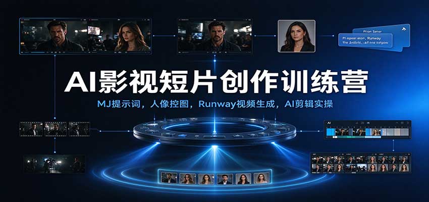 AI影视短片创作训练营：MJ提示词，人像控图，Runway视频生成，AI剪辑实操-小灰云创