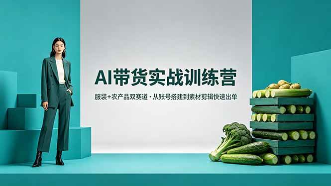 （18355期）AI带货实战训练营，服装+农产品双赛道，从账号搭建到素材剪辑快速出单-小灰云创