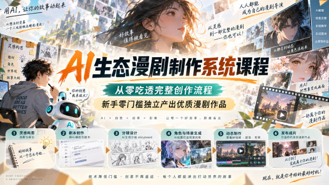 AI生态漫剧制作系统课程，从零吃透完整创作流程，新手零门槛独立产出优质漫剧作品-小灰云创