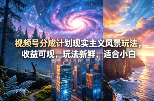 视频号分成计划现实主义风景玩法，收益可观，玩法新鲜，适合小白-小灰云创