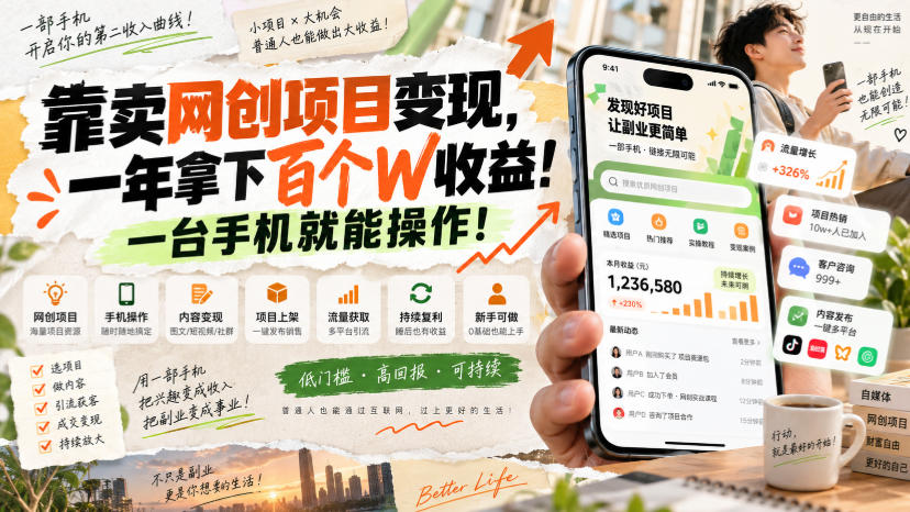 网创小程序虚拟资料变现,一年拿下百万收益,一部手机就可以做,0成本变现副业!-小灰云创