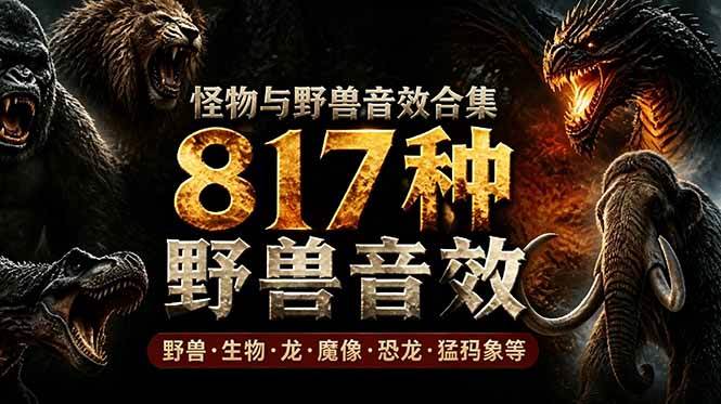 (18977期)宝藏级别音效包!817款真实且逼真的野兽动物音效,全部中文汉化,无损综合逼真的动物音效库-小灰云创