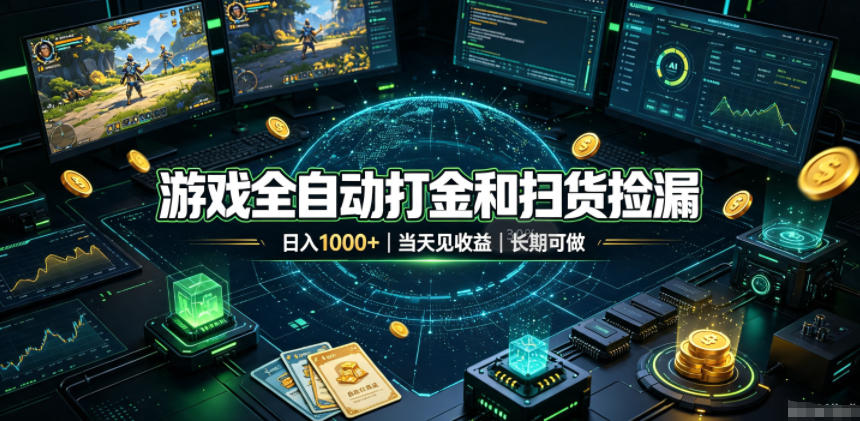 游戏全自动打金和扫货捡漏，日入1k+，当天见收益，长期可做！【揭秘】-小灰云创