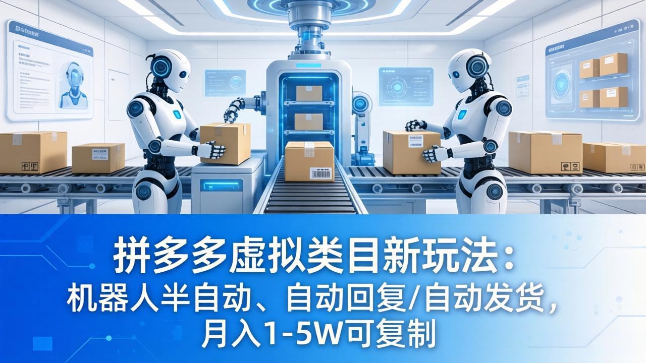 拼多多虚拟类目新玩法：机器人半自动、自动回复 /自动发货，月入 1-5W 可复制 - 小灰云创-小灰云创